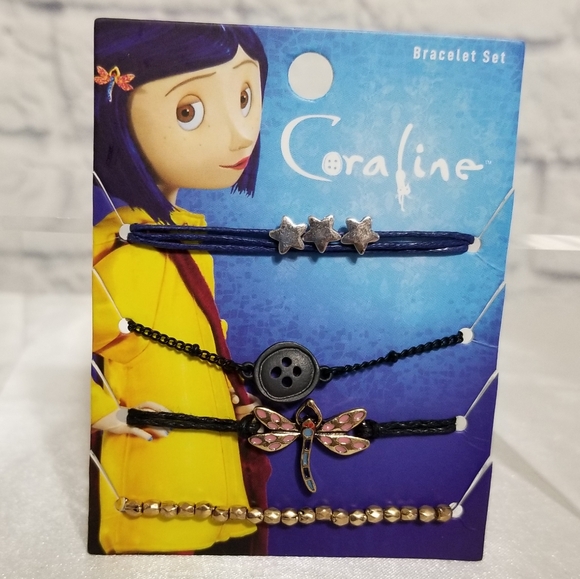 Hot Topic Jewelry - Coraline Dragonfly Button Stars Bracelet Set 4 Piece Bracelets Laika New